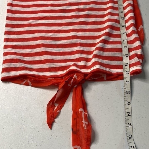 Aeropostale Nautical Stripe Sheer Tie Waist Anchor Print Top Short Sleeve Sailor - Picture 13 of 16